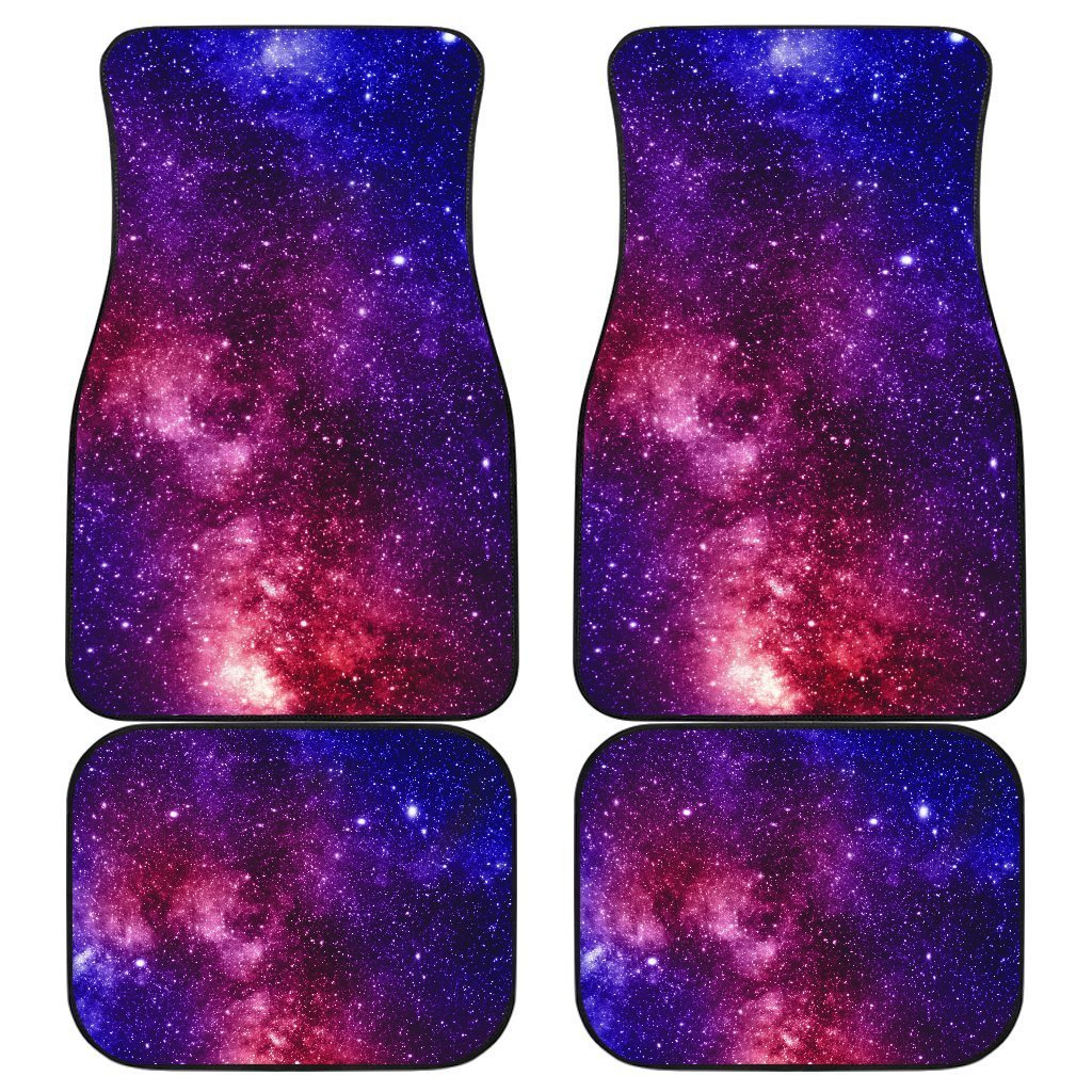 Blue Purple Stardust Galaxy Space Print Front and Back Car Floor Mats GearFrost