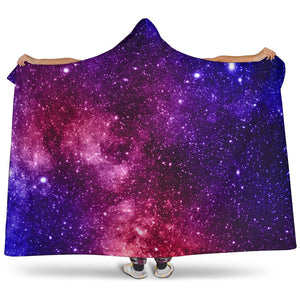 Blue Purple Stardust Galaxy Space Print Hooded Blanket GearFrost