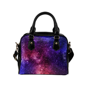 Blue Purple Stardust Galaxy Space Print Leather Shoulder Handbag GearFrost
