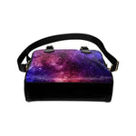 Blue Purple Stardust Galaxy Space Print Leather Shoulder Handbag GearFrost