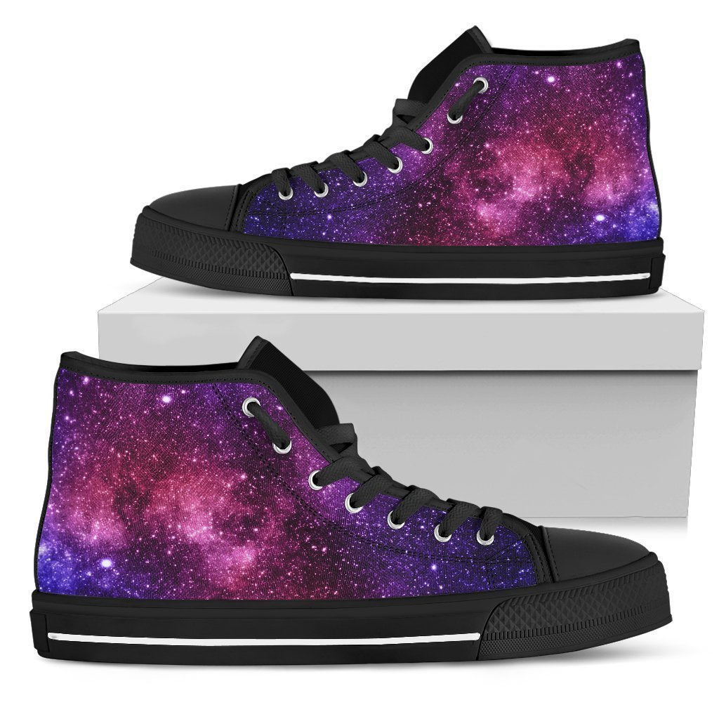Blue Purple Stardust Galaxy Space Print Men's High Top Shoes GearFrost