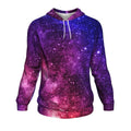 Blue Purple Stardust Galaxy Space Print Pullover Hoodie