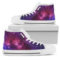 Blue Purple Stardust Galaxy Space Print White High Top Sneakers