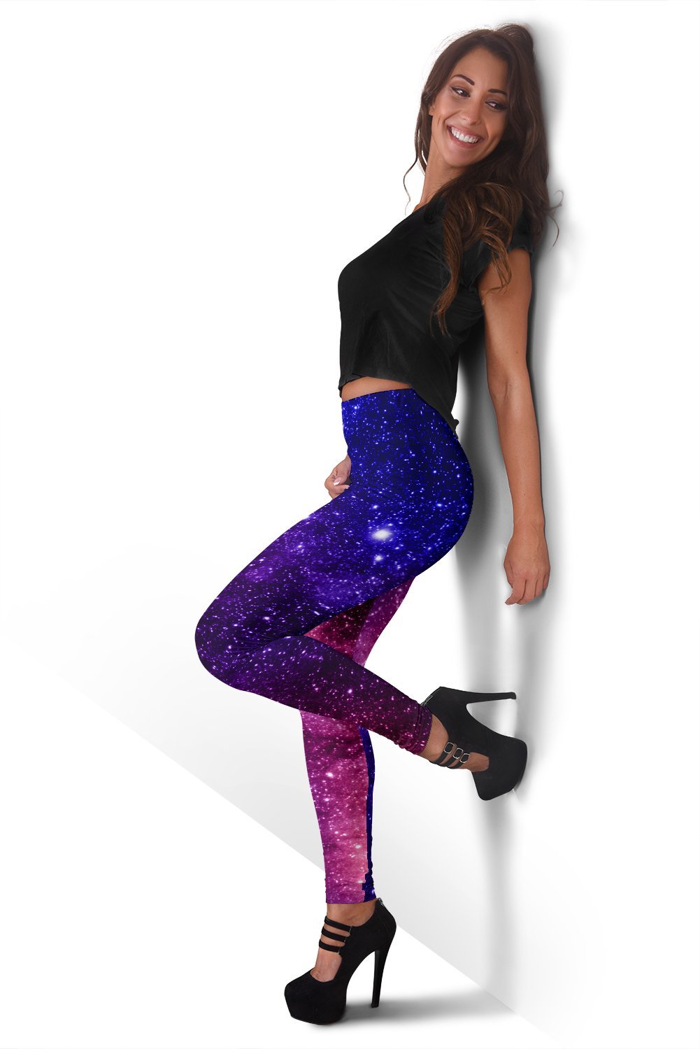 Blue Purple Stardust Galaxy Space Print Women's Leggings GearFrost