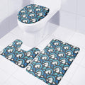 Blue Rainbow Unicorn Pattern Print 3 Piece Bath Mat Set