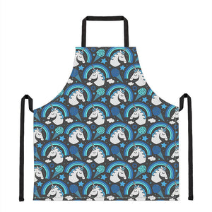 Blue Rainbow Unicorn Pattern Print Apron