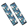 Blue Rainbow Unicorn Pattern Print Car Seat Belt Covers