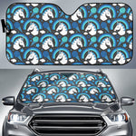 Blue Rainbow Unicorn Pattern Print Car Sun Shade GearFrost