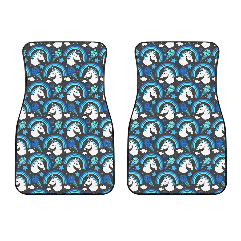 Blue Rainbow Unicorn Pattern Print Front Car Floor Mats