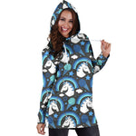 Blue Rainbow Unicorn Pattern Print Hoodie Dress GearFrost