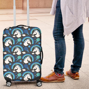 Blue Rainbow Unicorn Pattern Print Luggage Cover GearFrost