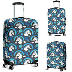 Blue Rainbow Unicorn Pattern Print Luggage Cover GearFrost