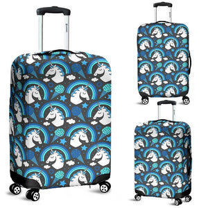 Blue Rainbow Unicorn Pattern Print Luggage Cover GearFrost