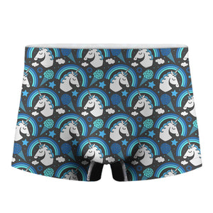 Blue Rainbow Unicorn Pattern Print Men's Boxer Briefs