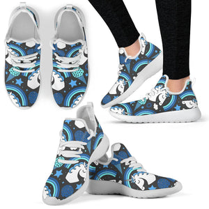 Blue Rainbow Unicorn Pattern Print Mesh Knit Shoes GearFrost