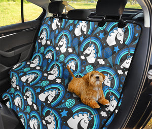 Blue Rainbow Unicorn Pattern Print Pet Car Back Seat Cover