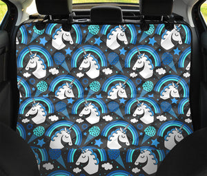 Blue Rainbow Unicorn Pattern Print Pet Car Back Seat Cover