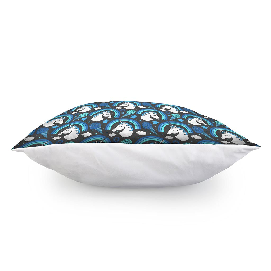 Blue Rainbow Unicorn Pattern Print Pillow Cover