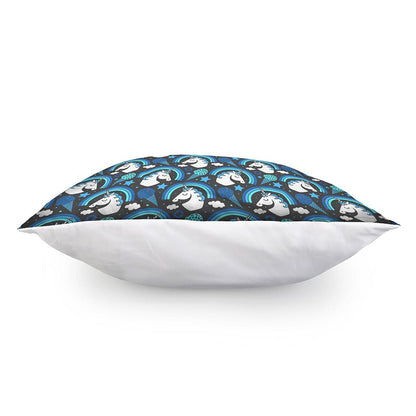 Blue Rainbow Unicorn Pattern Print Pillow Cover