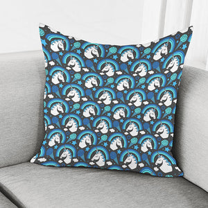 Blue Rainbow Unicorn Pattern Print Pillow Cover