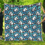 Blue Rainbow Unicorn Pattern Print Quilt