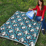 Blue Rainbow Unicorn Pattern Print Quilt