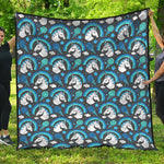 Blue Rainbow Unicorn Pattern Print Quilt
