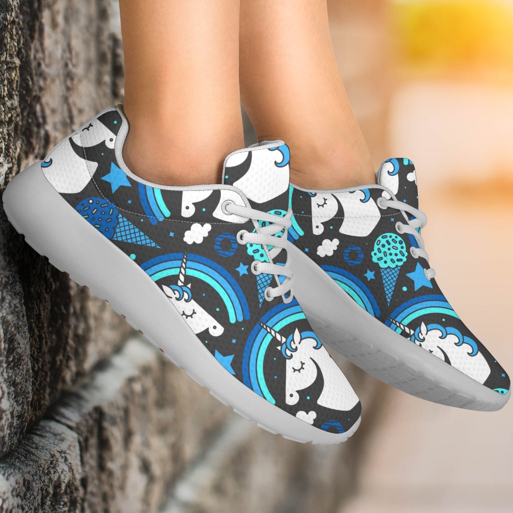 Blue Rainbow Unicorn Pattern Print Sport Shoes GearFrost