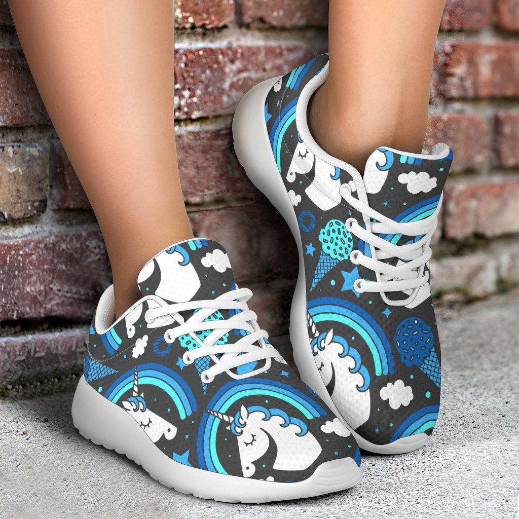Blue Rainbow Unicorn Pattern Print Sport Shoes GearFrost