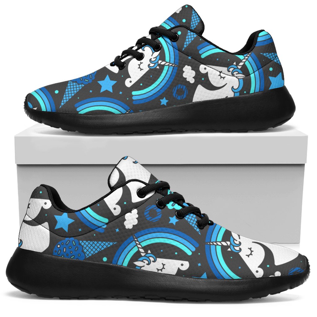 Blue Rainbow Unicorn Pattern Print Sport Shoes GearFrost