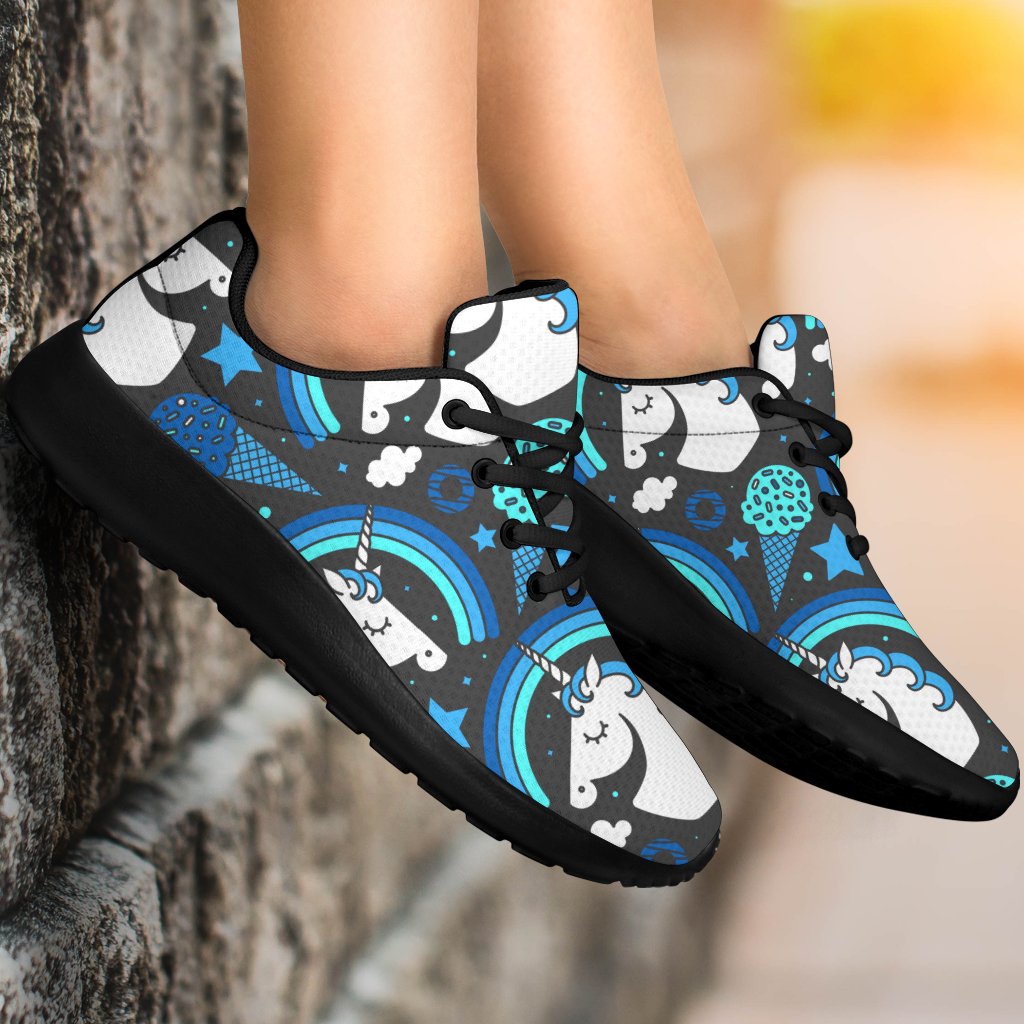 Blue Rainbow Unicorn Pattern Print Sport Shoes GearFrost