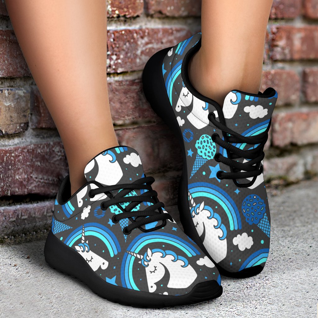 Blue Rainbow Unicorn Pattern Print Sport Shoes GearFrost