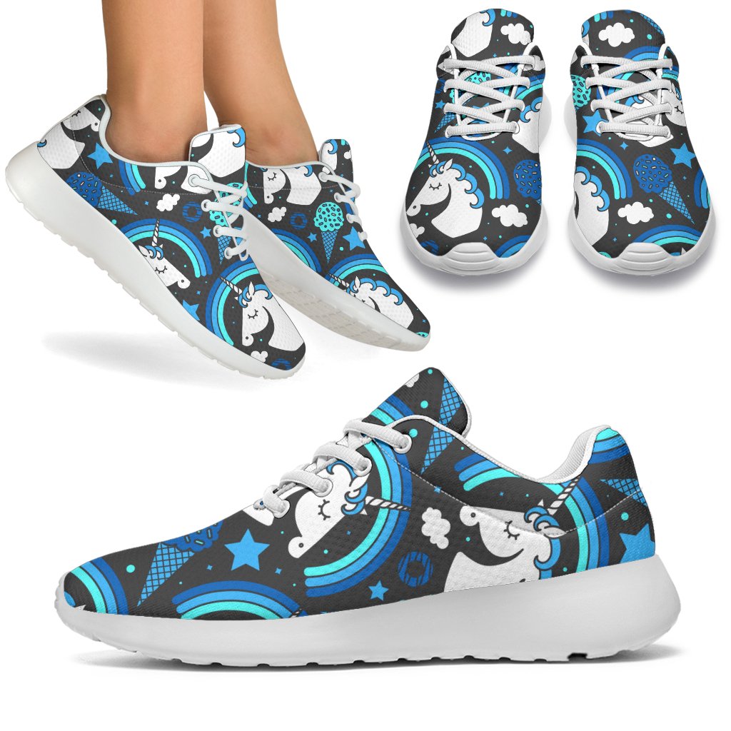 Blue Rainbow Unicorn Pattern Print Sport Shoes GearFrost