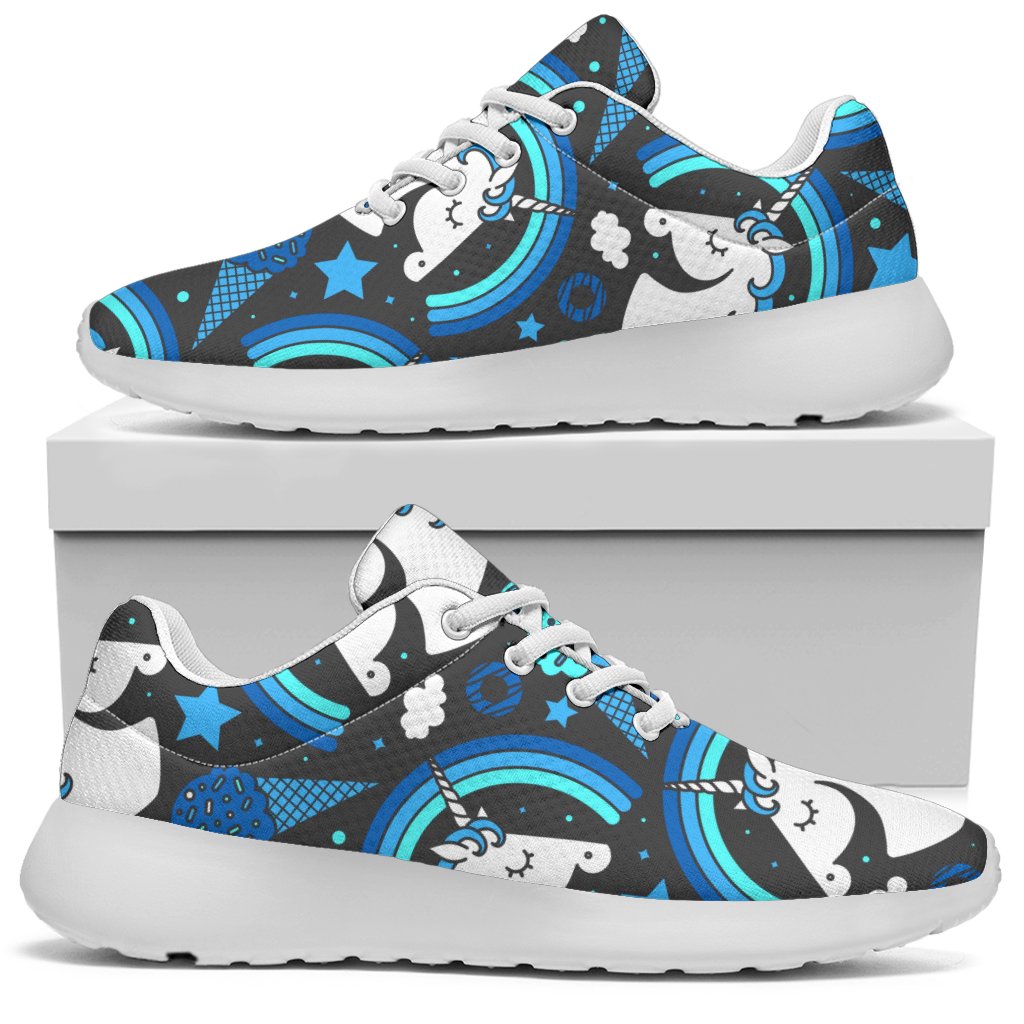 Blue Rainbow Unicorn Pattern Print Sport Shoes GearFrost