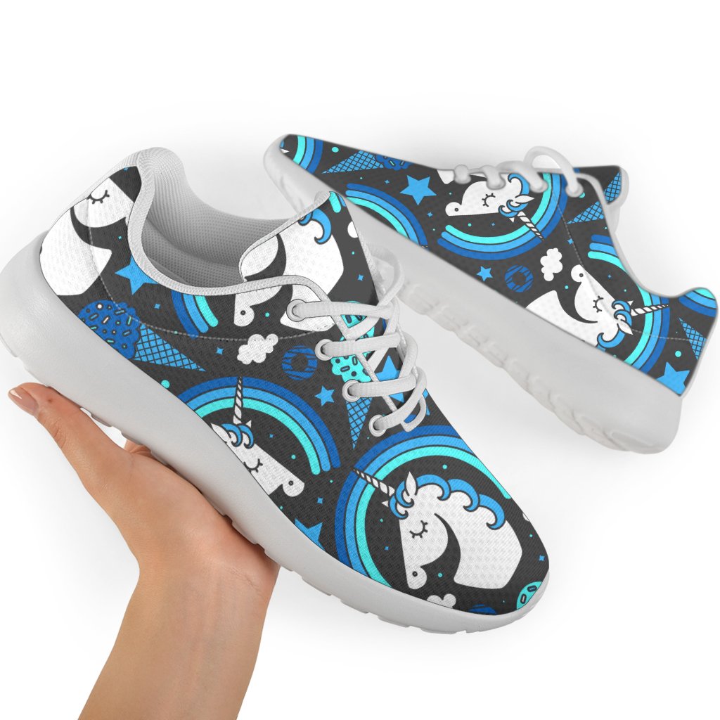 Blue Rainbow Unicorn Pattern Print Sport Shoes GearFrost