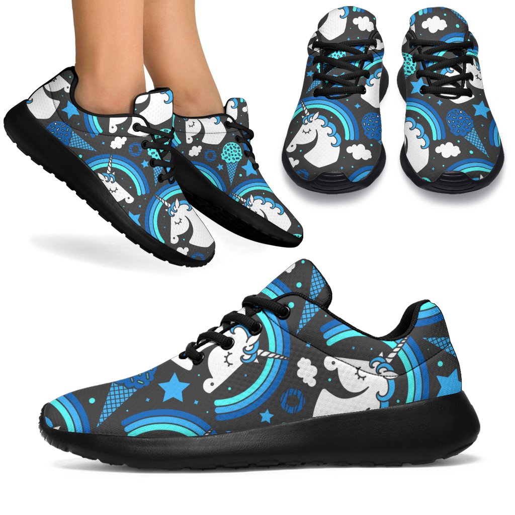 Blue Rainbow Unicorn Pattern Print Sport Shoes GearFrost