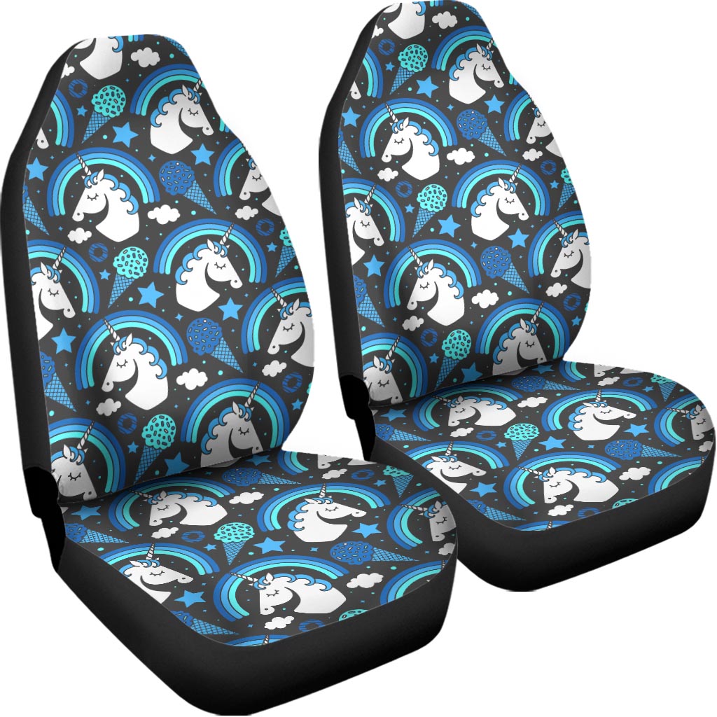 Blue Rainbow Unicorn Pattern Print Universal Fit Car Seat Covers