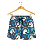Blue Rainbow Unicorn Pattern Print Women's Shorts