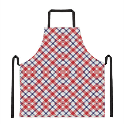 Blue Red And White American Plaid Print Apron