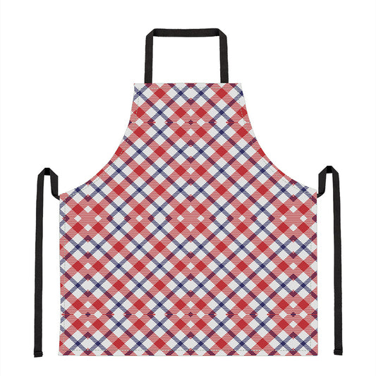 Blue Red And White American Plaid Print Apron