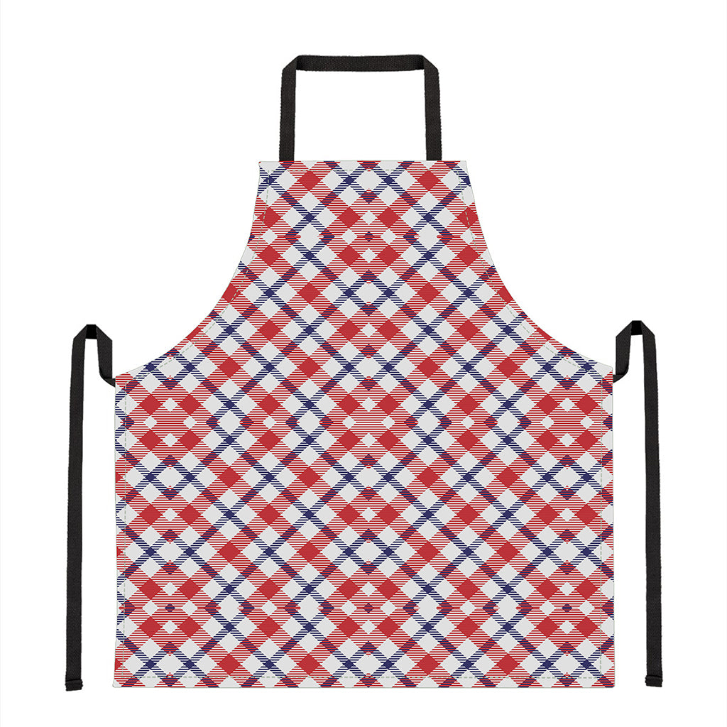 Blue Red And White American Plaid Print Apron