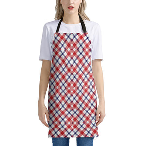 Blue Red And White American Plaid Print Apron