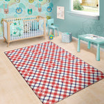 Blue Red And White American Plaid Print Area Rug