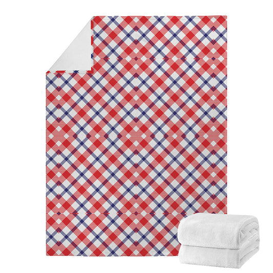 Blue Red And White American Plaid Print Blanket