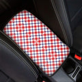 Blue Red And White American Plaid Print Car Center Console Cover