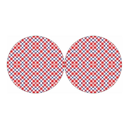 Blue Red And White American Plaid Print Car Coasters
