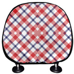 Blue Red And White American Plaid Print Car Headrest Covers