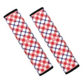Blue Red And White American Plaid Print Car Seat Belt Covers