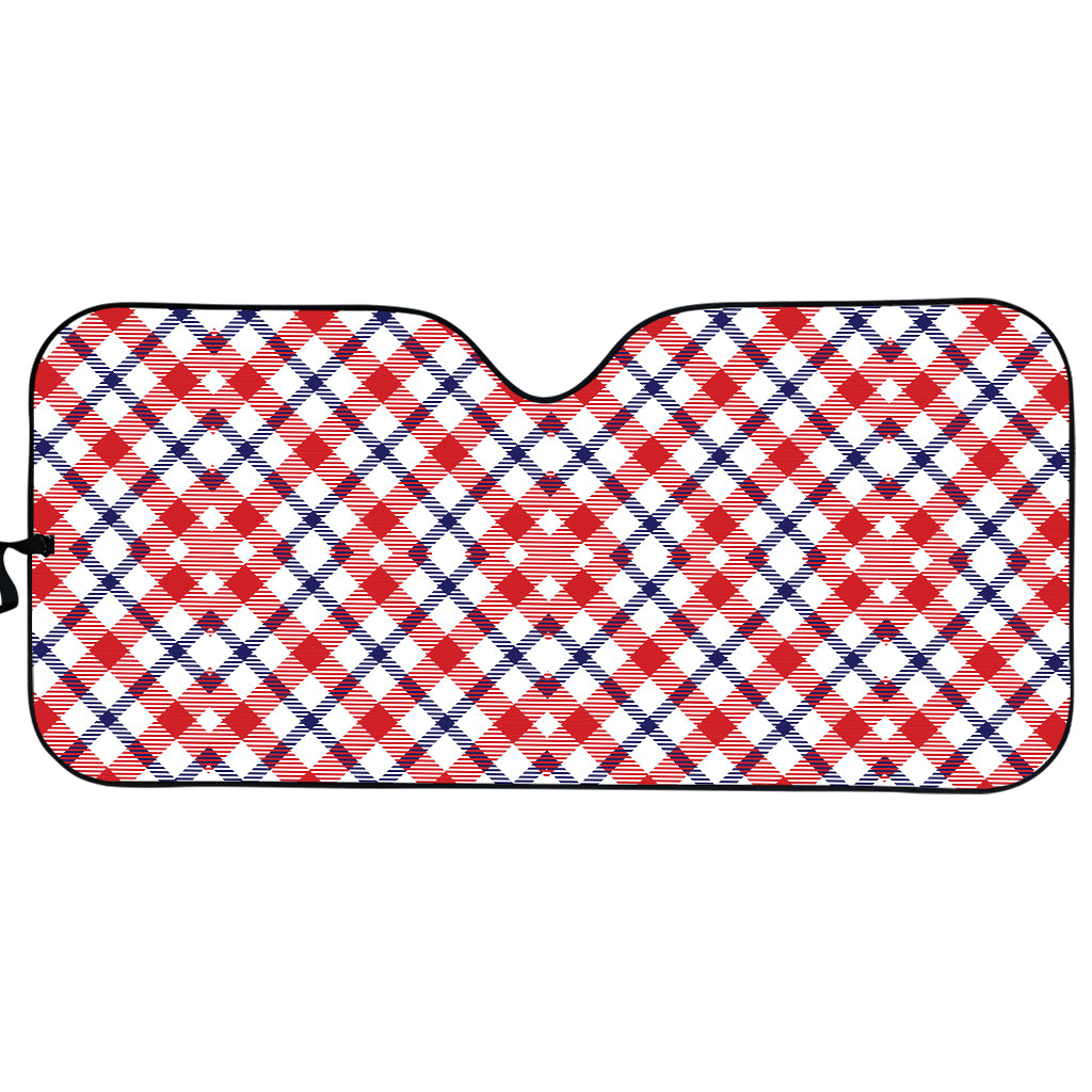 Blue Red And White American Plaid Print Car Sun Shade