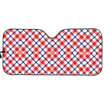 Blue Red And White American Plaid Print Car Sun Shade